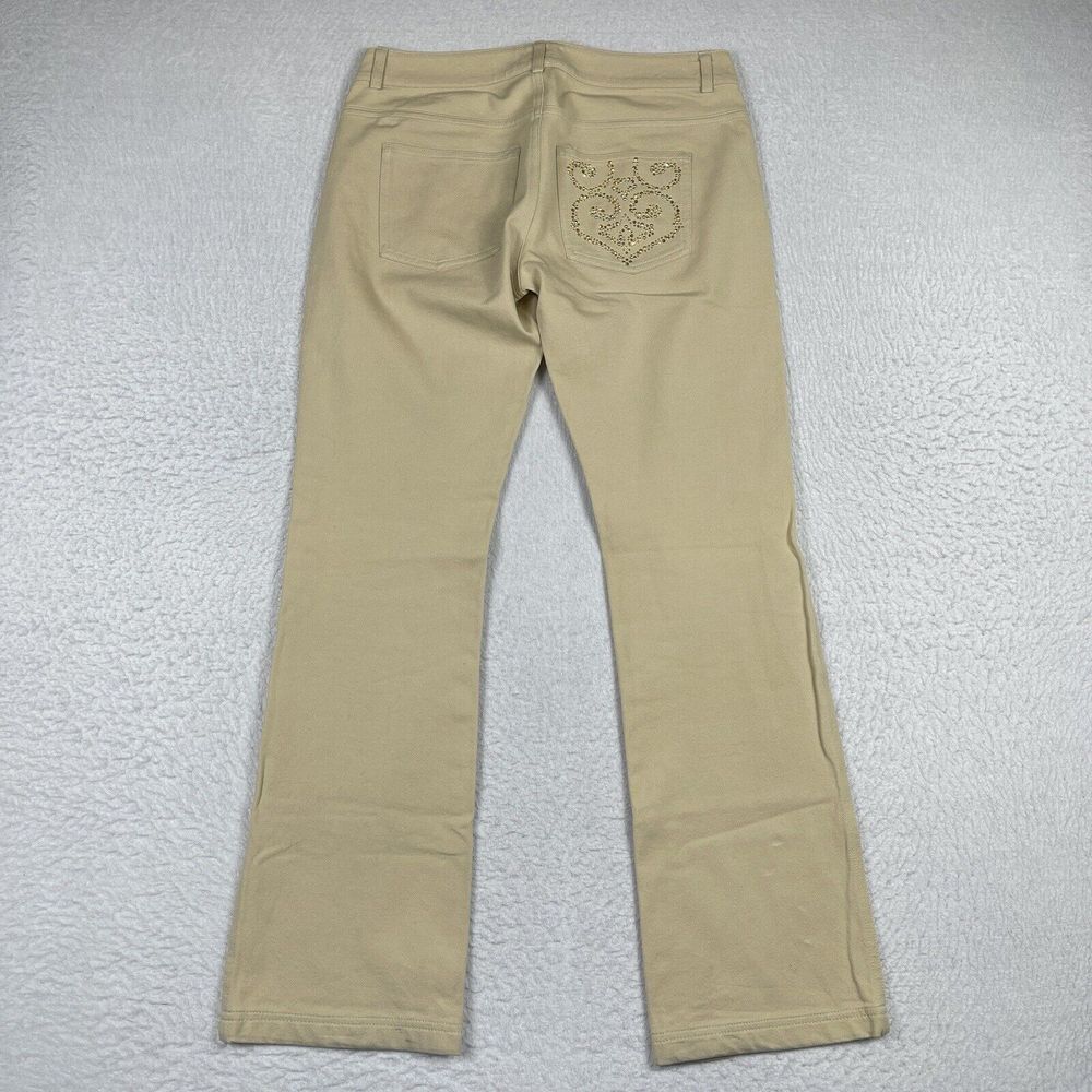 St‎ John Jeans Womens 2 Tan Khaki Denim Boot Cut Casual Bling Career Workwear - Picture 2 of 16